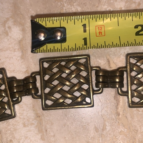 CONCHO BELT with brass lattice squares on chain, with snap. Adj. VTG OSFM main image 6